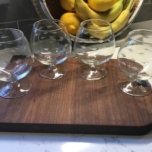 Vintage Cut Crystal Snifters - Fish Pattern - Set of 4 - Antique Snifter - Brandy Snifter - Cognac Snifter - Cognac Glass - Nautical barware