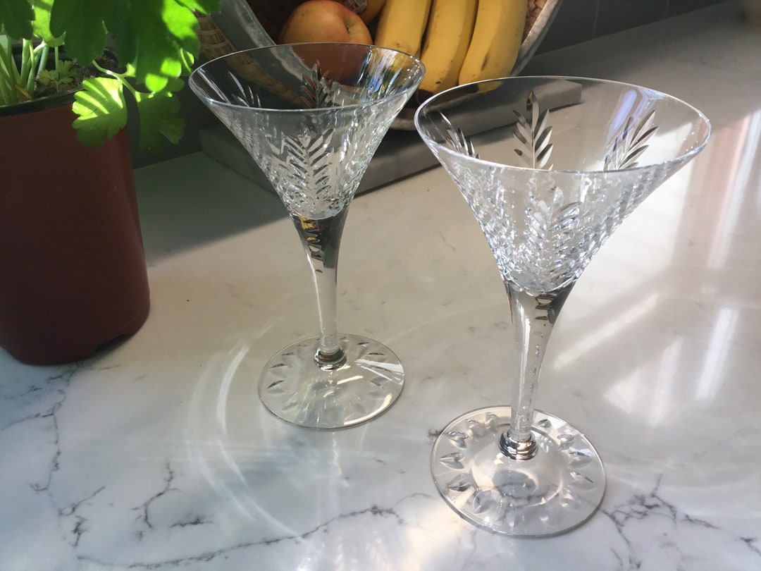 Vintage Cut Crystal Cordial Glasses Set of Two Antique Etsy