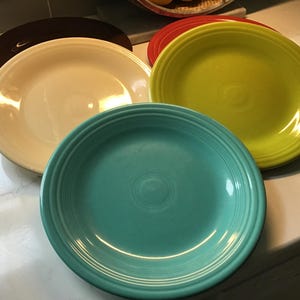 Vintage Fiestaware | Mixed Set of Dinner plates and Salad Plates | Set of 7 Chocolate Fiesta Ware
