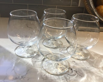 Vintage Brandy Wafer Stem Snifters - Set of 4 - Vintage Snifters - Antique Snifters - Brandy Glasses - Crystal Snifters - Cognac Glasses