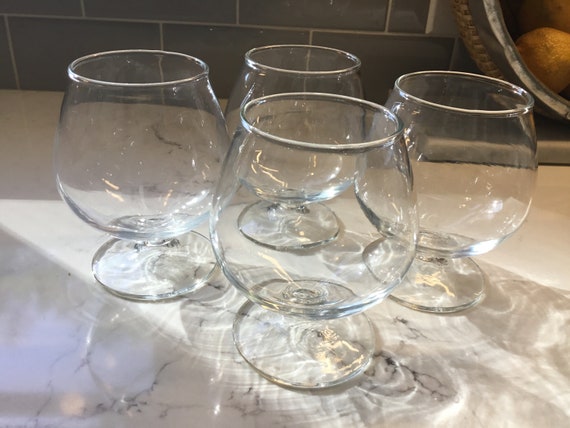 Vintage Etched Snifter Glasses - Set of 4
