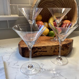 Vintage Crystal Martini-Gläser mit schlanken Stielen - 4er-Set - Antike Martini-Gläser - 70er Jahre Vintage Martini, Cocktail-Gläser