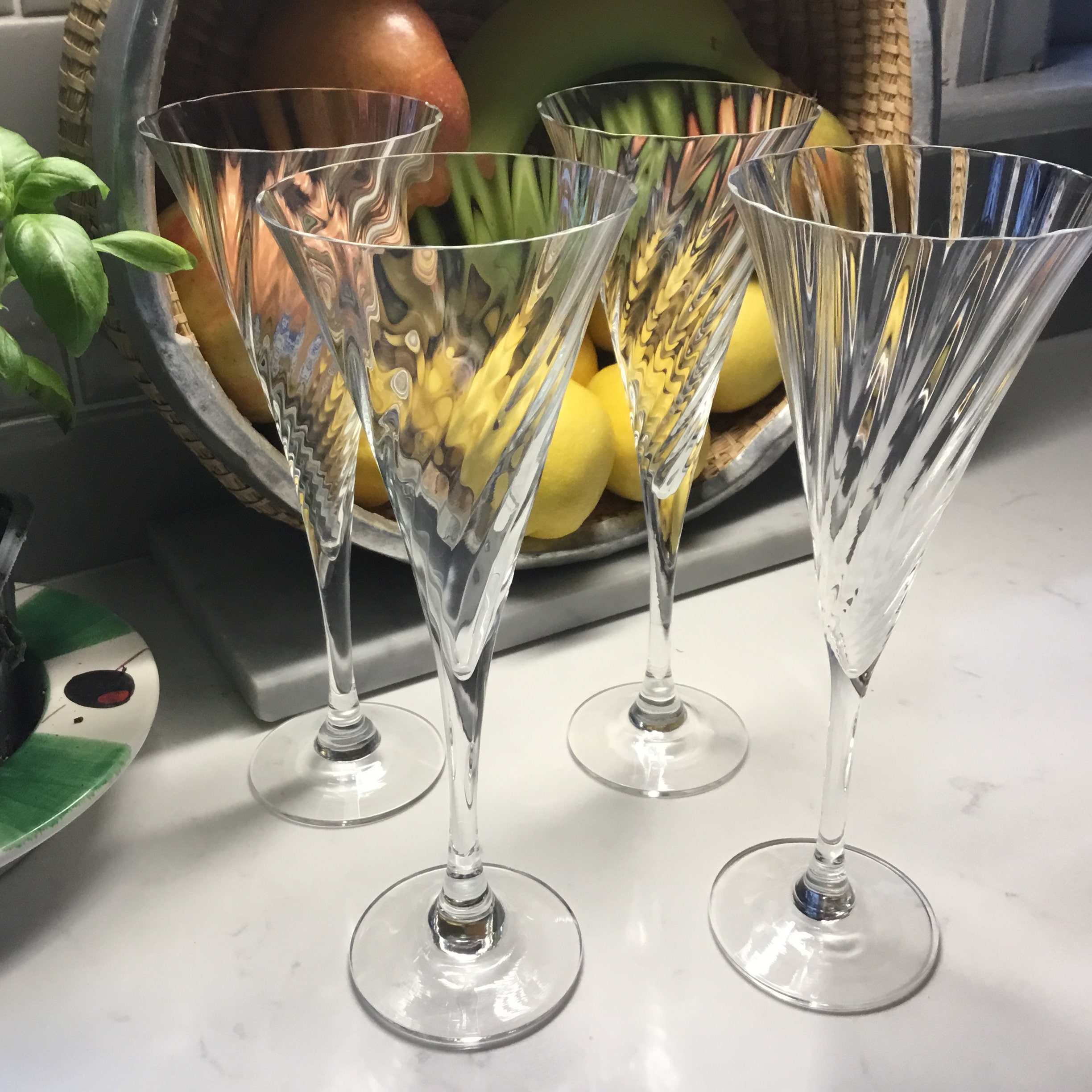Set of 2 Schott Zwiesel 24% Lead Crystal Champagne Flutes Vintage
