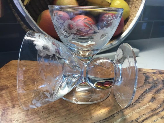 Unique Vintage Crystal Cordial Glasses - Set of 5 - Antique