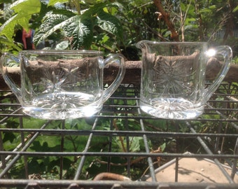 Vintage Cut Crystal Sugar and Creamer