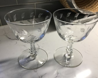 Vintage Crystal Crystal Champagne coupes o bicchieri da cocktail - set di 2 - Antique Coupes - Vintage Coupes - Antique Flutes, Bicchieri da Champagne