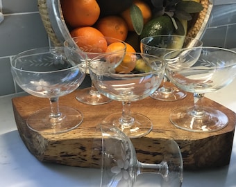 Vintage Cut Crystal Champagne Coupes - Set of 6 - Antique Coupes - Vintage Sorbet Dishes - Antique Sorbet Dishes - Champagne Glasses