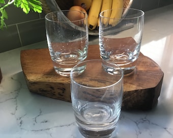 Vintage Crystal Heavy Bottom Double Old Fashioned Gläser oder Felsen Gläser, 3er Set, Vintage Cocktail Gläser, Antike Barware, 60er Barware