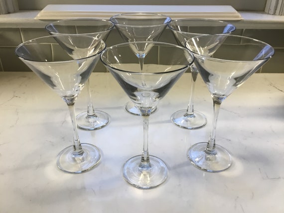 Vintage Martini Cocktail Glasses Set of 6 Antique Martini Glasses