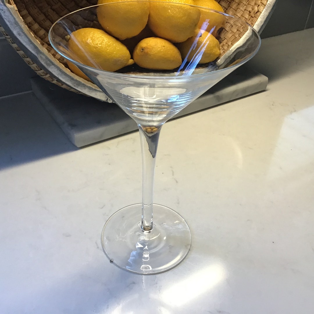 Vintage Martini Glasses Set of 6 Slender Stem, Wide Bowl Cocktail