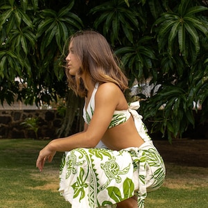 NinthIsle Made in Hawaii, Super Soft 100% Rayon Hawaiian-style Wrap Pants-and-top Set-Tropical Sarong Pant with Matching Halter Top Luau Set