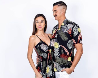 NinthIsle Hecho en Hawái, Camisa y vestido Aloha a juego: Piñas supersuaves, Conjuntos familiares para vacaciones, bodas, grupos, regalos