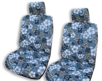 Made in Hawaii - Set of 2, Aloha Honu Lucky Turtle Separate Headrest Hawaiian Car Seat Cover - Handmade Customization Car Seat Covers