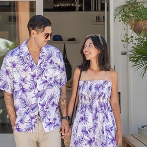 NinthIsle Made in Hawaii, Super Soft Bright Hibiscus Matching Aloha Shirt/Beach Dress Wedding Group Bulk Quantities, up to7XL Handmade Gifts