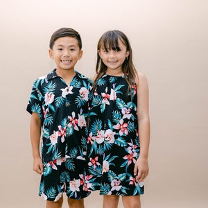 NinthIsle Boys and Girls, Made in Hawaii Super Soft Matching New Orchid Resort Wear Hawaiian Aloha Shirt/Dress/Top/Kids Family Wedding Gift