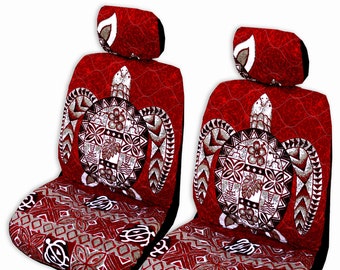 NinthIsle Made in Hawaii - Set of 2, Big Sea Turtle (Honu)  Separate Headrest Car Seat Covers - Handmade Customization Bulk and Wholesale