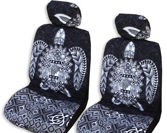 NinthIsle Made in Hawaii - Set of 2, Separate Headrest Car Seat Covers - Big Sea Turtle (Honu) - Handmade Customization Bulk Wholesale Gifts