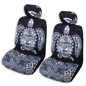 NinthIsle Made in Hawaii - Set of 2, Separate Headrest Car Seat Covers - Big Sea Turtle (Honu) - Customization Car Protection Bulk Gifts