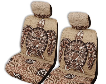 NinthIsle Made in Hawaii - Set of 2, Big Sea Turtle (Honu) Separate Headrest Car Seat Covers - Handmade Customization Bulk Wholesale Gifts
