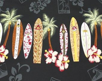 Tissu 100 % coton exclusif au design original NinthIsle - Planche de surf Maui - Vendu par mètre - Commande groupée disponible