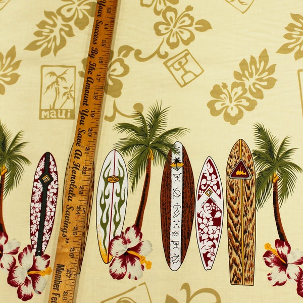 NinthIsle Exclusive Original Design 100 % Cotton Fabric - Maui Surfboard - Sold by the Yard - Bulk Order Available DIY Handmade Gifts