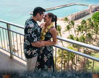 NinthIsle Made in Hawaii, Matching Aloha Shirt & Dress – Super Soft Bamboo Orchid Floral, Family Resort Wear Outfits, Wedding, Group, Gifts
