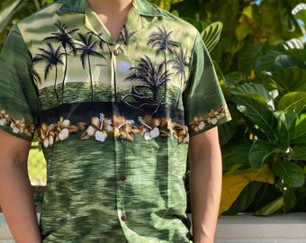 Fabriqué à Hawaii, États-Unis - Chemise hawaïenne Sunset Aloha - Coton - Grand et grand disponible, Petit - 2XL, 3XL,4XL,5XL,6XL,7XL