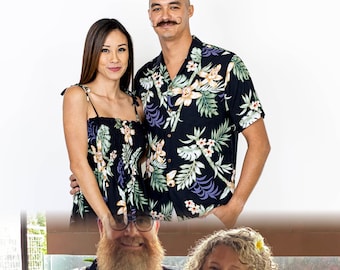 NinthIsle Made in Hawaii, Matching Aloha Shirt & Dress – Super Soft Bamboo Orchid Floral, Family Resort Wear Outfits, Wedding, Group, Gifts