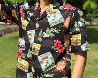 Made in Hawaii, USA - 100% Cotton -  Kona Coffee Hawaiian Aloha Shirt - Coffee Lover's Gift-Bulk Quantities Avaliable