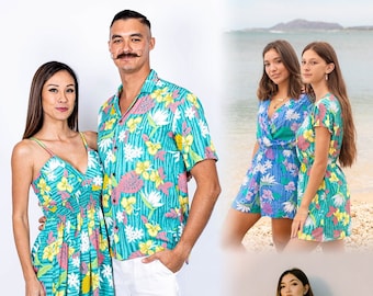 NinthIsle Fabriqué à Hawaï, tenue de villégiature assortie pour toute la famille, oiseau de paradis, chemise/robe/enfant, mariage, anniversaire, cadeaux faits main en vrac