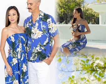 NinthIsle Made in Hawaii, Matching Aloha Shirt & Dress – Super Soft Bamboo Ginger Floral, Family Resort Wear Outfits, Wedding, Group, Gifts