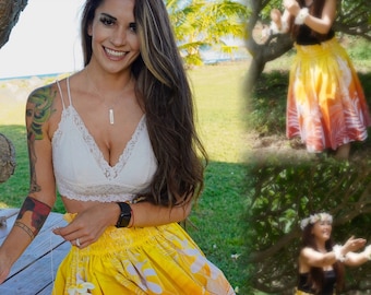 ハワイ製ハンドメイドアートハワイアンパウスカート/フラスカート