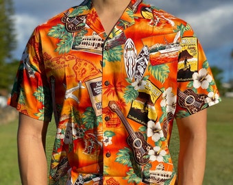 100% Cotton Kona Music Hawaiian Aloha Shirt- Made in Hawaii