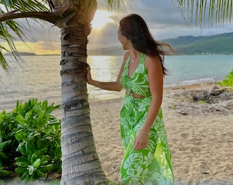 NinthIsle Made in Hawaii, Super Soft Summer Hawaiian-style Wrap Pants-and-top Set-Tropical Sarong Pants with Matching Top Luau Set Bulk Gift