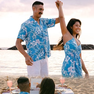 NinthIsle Made in Hawaii, Super Soft Family Matching Resort Wear Bright Hibiscus Aloha Shirt/Dress/Kids Wedding Birthday Bulk Handmade Gifts