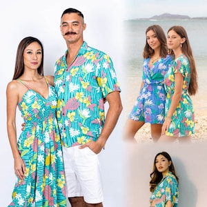 NinthIsle Made in Hawaii, Super Soft Family Matching Resort Wear Bird of Paradise Aloha Shirt/Dress/Kid Wedding Birthday Bulk Handmade Gifts