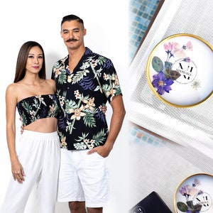 NinthIsle Made in Hawaii, Matching Aloha Shirt & Dress – Super Soft Bamboo Orchid Floral, Family Resort Wear Outfits, Wedding, Group, Gifts