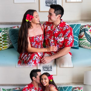 NinthIsle Made in Hawaii, Matching Aloha Shirt & Dress – Super Soft New Orchid Floral, Family Resort Wear Outfits, Wedding, Group, Gifts