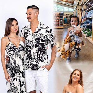 NinthIsle Family Matching Made in Hawaii Super Soft Resort Wear Big Hibiscus Dress/Aloha Shirt/Kid Wedding Birthday Bulk Order New Born Gift