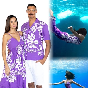 NinthIsle Made in Hawaii Super Soft Matching Resort Wear Turtles and Ferns Aloha Shirt/Dress Group Wedding Birthday Bulk Handmade Gifts