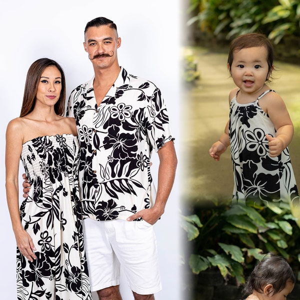 NinthIsle Made in Hawaii, Super Soft Big Hibiscus Resort Wear Family Matching Aloha Shirt/Dress Vacation Wedding Photo Bulk Order Gifts