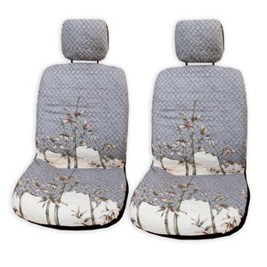 NinthIsle Made in Hawaii - Set of 2,Bamboo/Drums Bright Colors Hawaiian Separate Headrest Car Seat Covers - Handmade Customization Bulk Gift