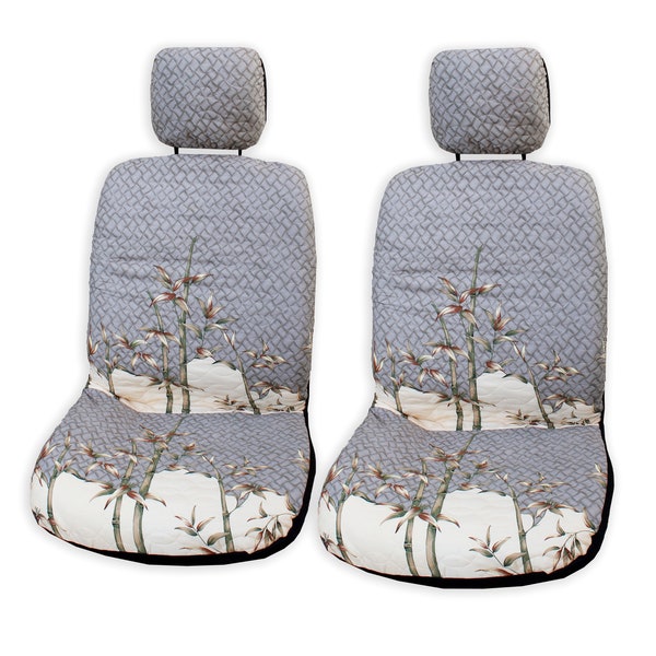 Fabriqué à Hawaii - Ensemble de 2, Bambou / Tambours Couleurs vives uniques Hawaiian Separate Headrest Car Seat Covers - Cadeau de personnalisation fait à la main