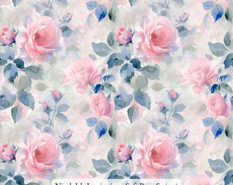 Tissu en coton NI&I 23/HIVER - Série Rose Douce - Impression artisanale à Hawaï