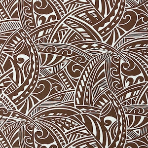 Swirl Polynesian Tapa Tribal Design Original Fabric - Sold by the Yard - 65 Poly / 35% Cotton - Wrinkle Resistant