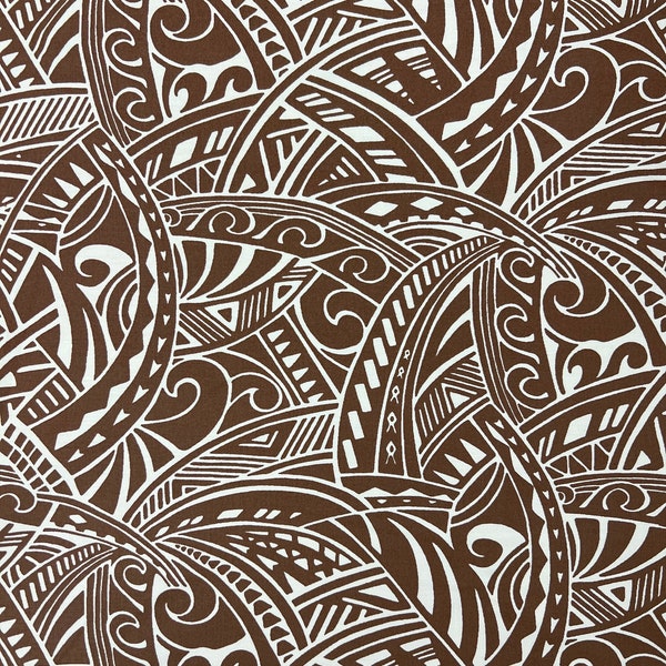 60 Inch Wide - Swirl Polynesian Tapa Tribal Design Original Fabric - Sold by the Yard - 100% Cotton  - Wrinkle Resistant