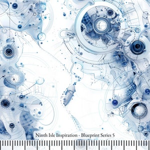 24/SUMMER NinthIsle Inspiration Exclusive Engineering Art 100 % Cotton Fabric - Blueprint Series - Sold by the Yard DIY Bulk Order Gifts