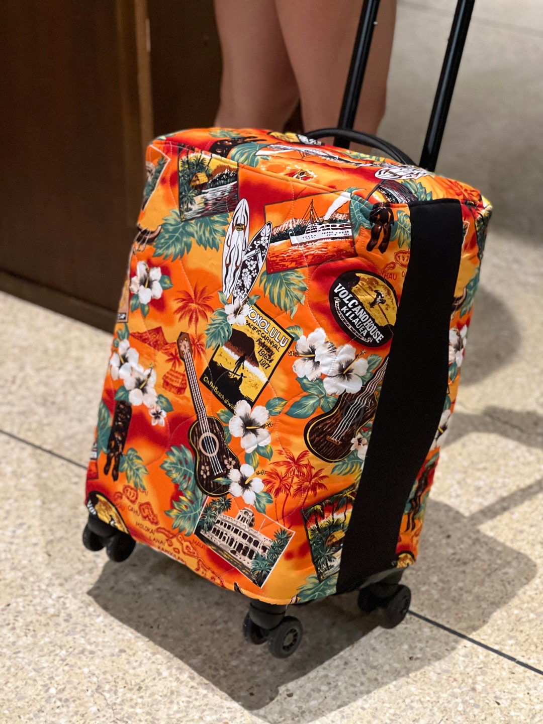 Hawaiian Style Carry on Suitcase Cover Traveling With Aloha is More Fun