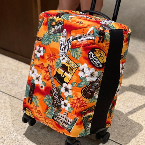 Hawaiian Style Carry On Suitcase Cover - Traveling with Aloha is More Fun Than Ever - Quilted Luggage Cover - Traveler Gift - Hard Case