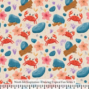 25/SUMMER NinthIsle Inspiration Exclusive Fun Art 100 % Cotton Fabric - Dancing Topical Fun Series - By The Yard, Bulk Order Available